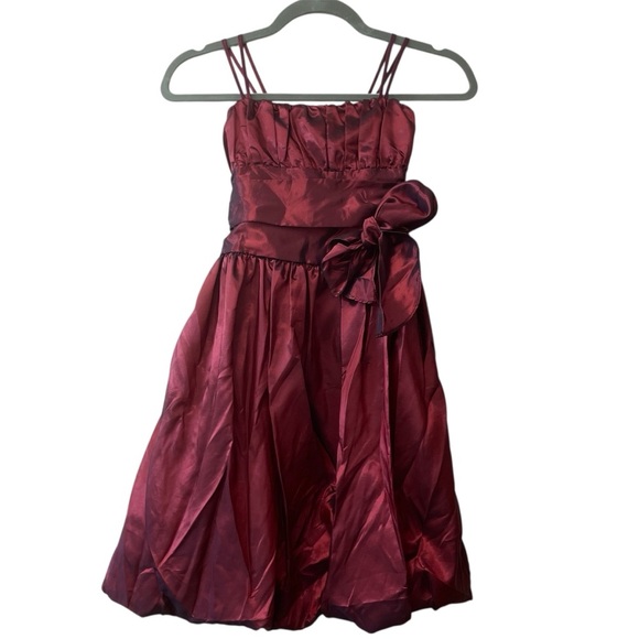 Huncho Vintage Burgundy Taffeta Bubble Hem Formal Pageant Party Dress - Picture 1 of 13